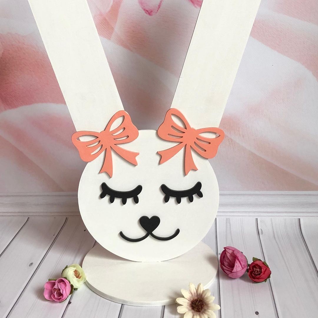 Laser Cut Bunny Rubber Bands And Hairpins Stand Free Vector ARABIC CNC