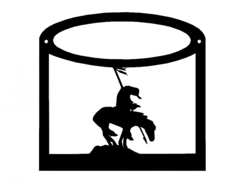 Horse Rider with Flag Silhouette Free DXF File    for Free Download