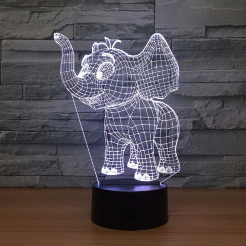 Laser Cut Baby Elephant 3d Night Light Desk Lamp 3d Optical Acrylic Lamp Free DXF File    for Free Download