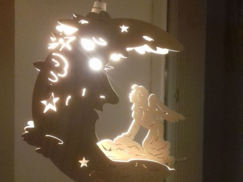 Laser Cut Fairy Moon Lamp Night Light Free DXF File    for Free Download