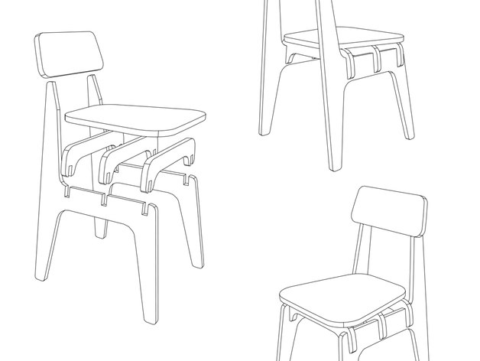 Laser Cut High Chair Wood 18 Mm Free DXF File    for Free Download
