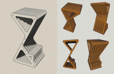 Laser Cut Parametric Delta Bar Stool Free DXF File    for Free Download