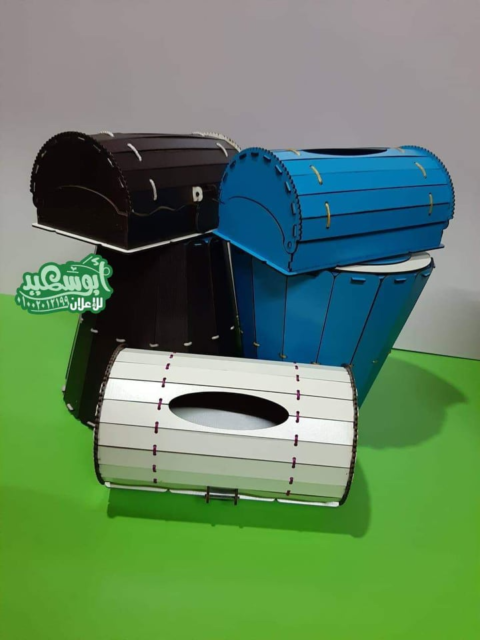 Laser Cut Tissue Box And Waste Paper Basket Dustbin Set Free DXF File    for Free Download