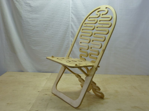 Laser Cut Wooden Folding Chair Free DXF File    for Free Download