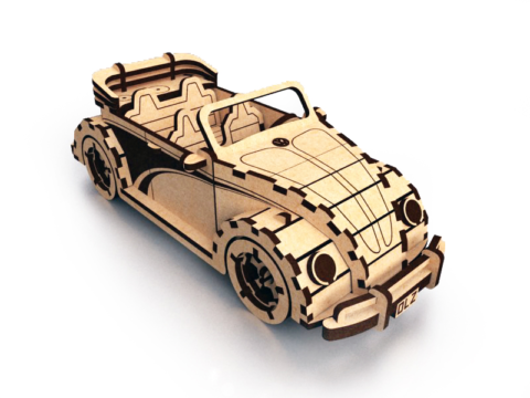 Laser Cut Wooden Volkswagen Fusca Cabriolet Free DXF File    for Free Download
