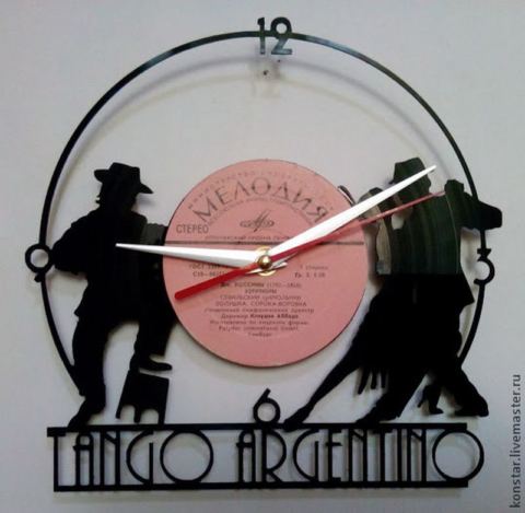 Tango Argentino Vinyl Record Wall Clock Free DXF File    for Free Download