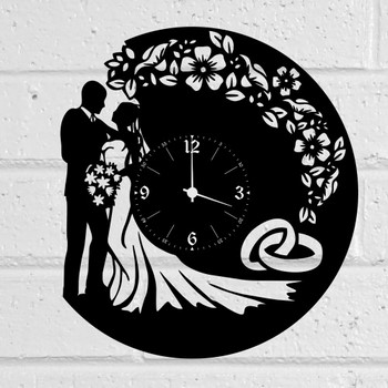 Wedding Vinyl Record Wall Clock Free DXF File    for Free Download