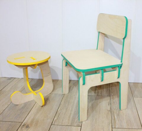Furniture Children Stool And Highchair Free DXF File    for Free Download