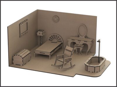 Laser Cut Miniature Dollhouse Furniture Free DXF File    for Free Download
