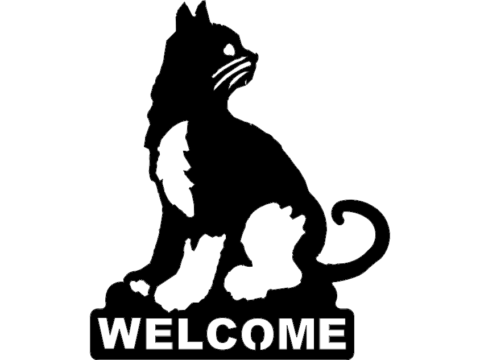 Welcome Signs Cat Silhouette Free DXF File    for Free Download