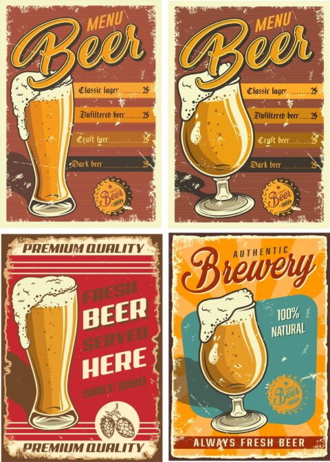 Retro Beer Posters 2 Free Vector