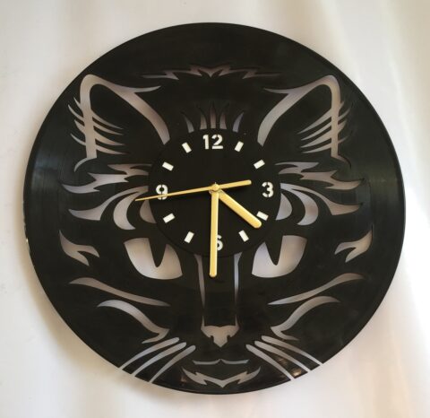 Cat Face Wall Clock Laser Cut Free Vector