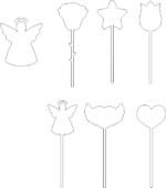 Laser Cut Wooden Angel Decoration With Stick Free Vector