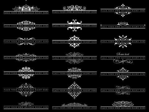 Vector Set Of 27 Ornate Headpieces Isolated On Black Background Free Vector