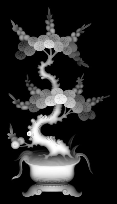 Vase with Flowers Grayscale Image BMP File
