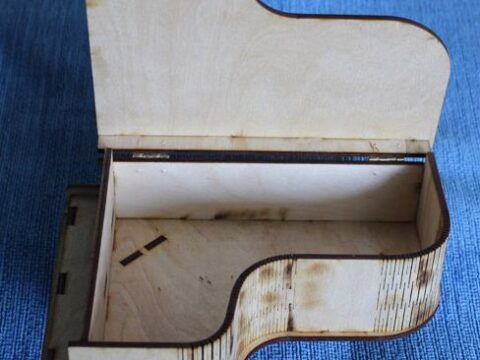 Laser Cut Piano Shaped Gift Box Plywood Free Vector