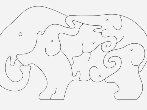 Elephant Animal Jigsaw Puzzle Laser Cutting Template DXF File