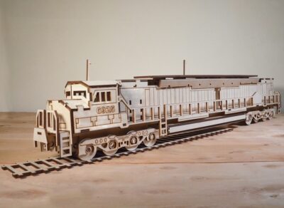 Laser Cut Railway Locomotive Engine 3D Puzzle 3mm Free Vector