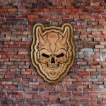 Laser Cut Engraved Skull Badge Coaster Wall Decor Free Vector