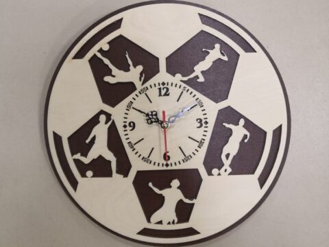 Laser Cut Football Wall Clock Sport Wall Clock Gift For Soccer Lover Footballer Free Vector