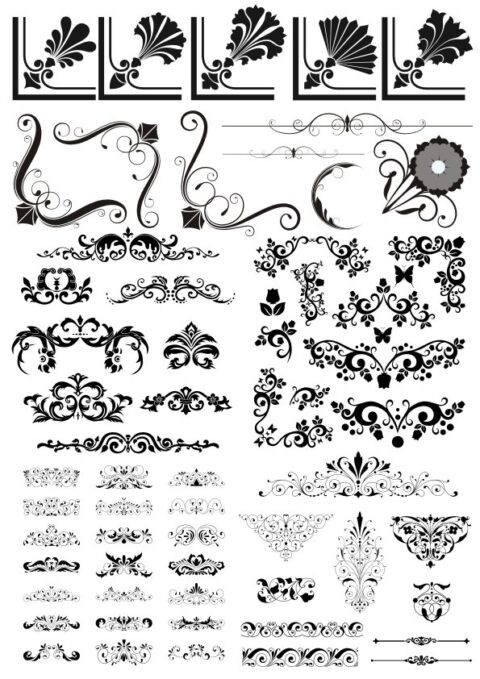 Seamless Decorative Floral Elements Free Vector