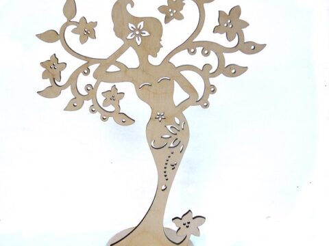 Woman Jewelry Stand Laser Cut Free Vector
