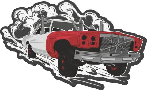 Hotrod Car Sticker Free Vector