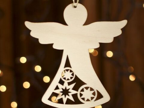 Laser Cut Wooden Angel Christmas Ornament Free Vector