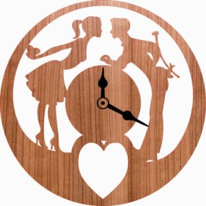 Laser Cut Love Romantic Couple Wall Clock Free Vector