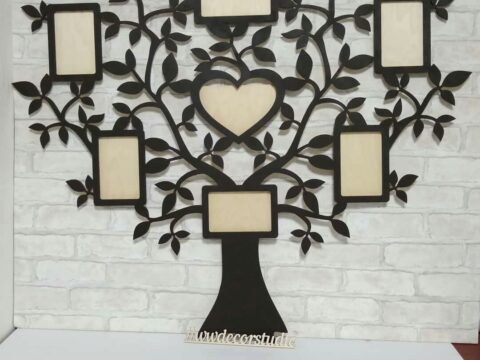 Laser Cut Tree with 7 Photo Frames Free Vector