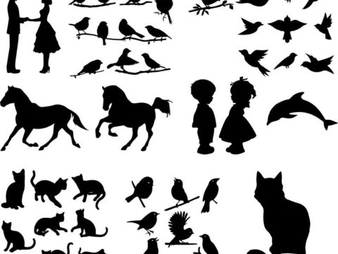 Various Silhouettes Set Free Vector