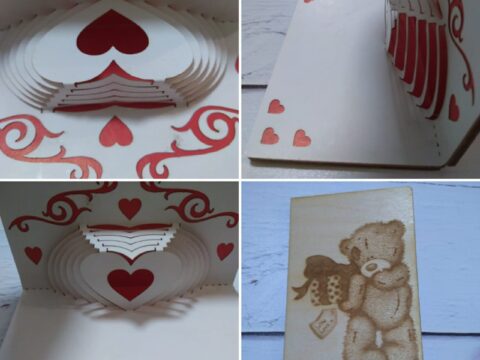 Laser Cut Paper 3D Folding Heart Greeting Card Free Vector
