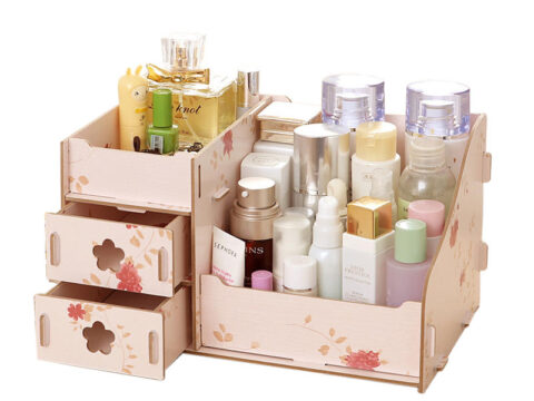 Laser Cut Makeup Organizer Box Drawer Cosmetics Storage Free Vector