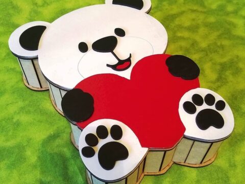 Laser Cut Bear Shaped Gift Box Teddy Bear Candy Box Free Vector