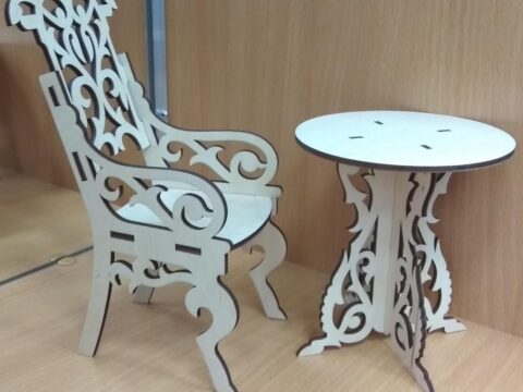 Laser Cut Dollhouse Chair Wooden Doll Furniture Free Vector