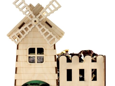 Laser Cut Windmill Tea House Template Free Vector