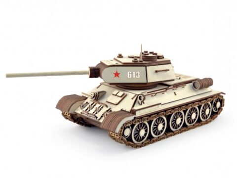 Laser Cut T-34 Tank 3D Puzzle Free Vector