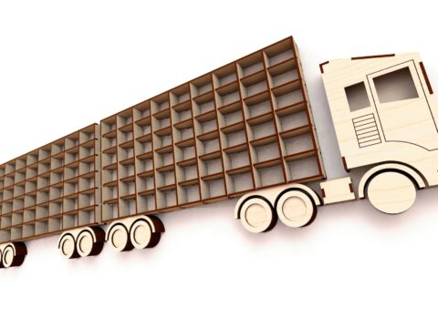 Laser Cut Truck With Trailer Wall Shelf Free Vector