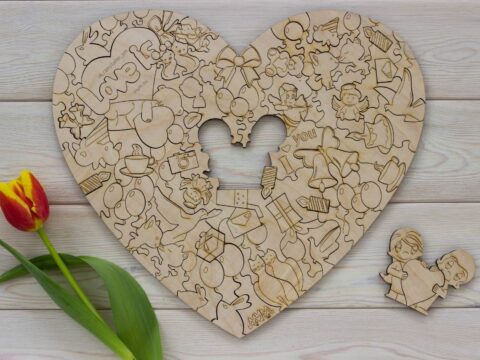 Valentines Day Jigsaw Puzzle Laser Cut Engraving Free Vector