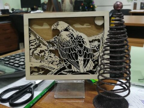 Laser Cut Layered Eagle Drawing Template Free Vector