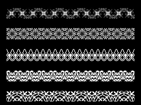 Set of Floral Decorative Borders Free Vector