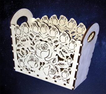 Laser Cut Floral Basket Free Vector