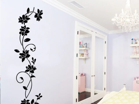 Laser Cut Black Flower Vine Wall Decor Free Vector