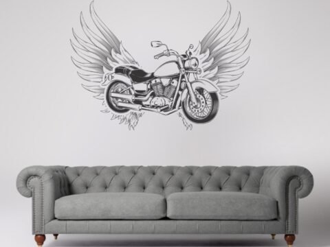 Laser Cut Engrave Flying Motorcycle Wall Art Free Vector