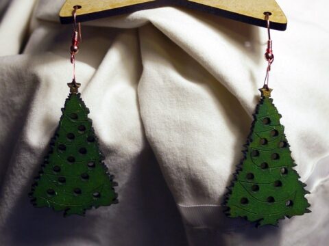 Laser Cut Christmas Tree Earrings 2-3mm SVG File