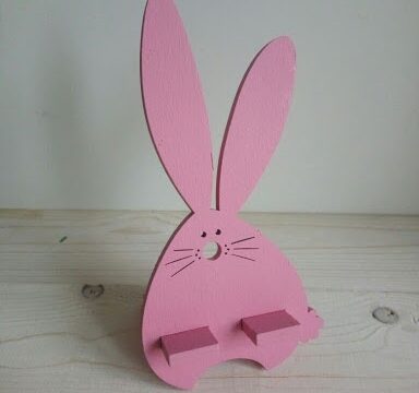 Laser Cut Wooden Bunny Mobile Phone Holder Stand Free Vector