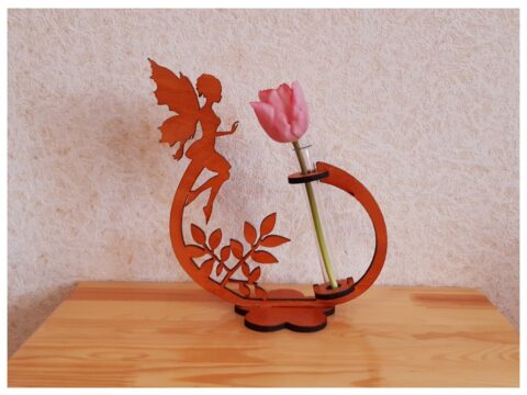 Laser Cut Flower Holder with Fairy Free Vector