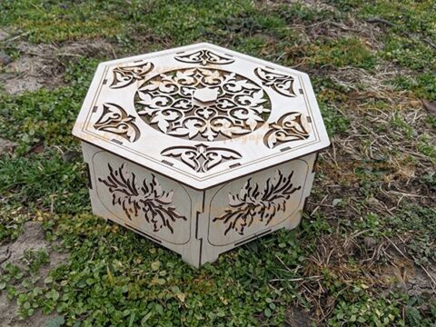 Hexagon Wooden Box Laser Cut Template Free Vector