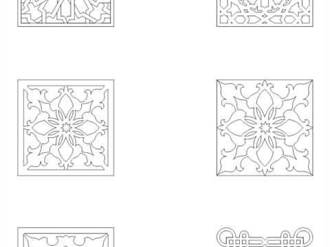 Collection of Square Ornaments DXF File