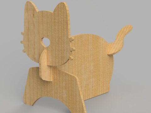 Laser Cut Wooden Cat Decor DXF File